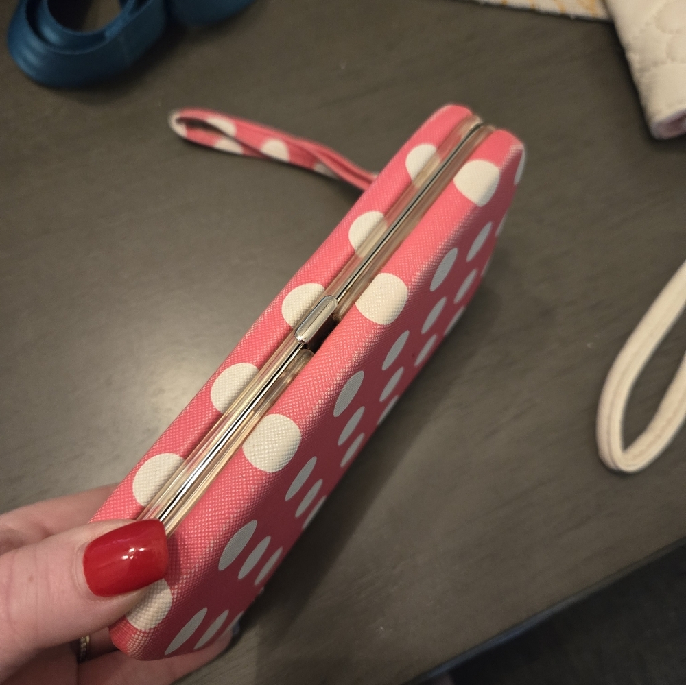 Pink Polka dot wristlet wallet